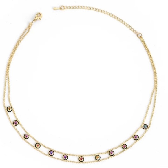 14k Gold Hematite Titanium Choker Necklace - Picture 2 of 3